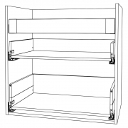 Schubladen passend für Unterschrank Kochf/2 Fronten/3 Sch. KB 800 mm | seidenweiß