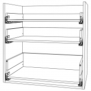 Schubladen passend für Unterschr.f Kochf/3 Fronten/3Sch. KB 800 mm | seidenweiß