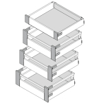 Space Tower 4er-Set Tandembox antaro KB 450 | NL 500 mm | seidenweiß | geschlossen mit Reling