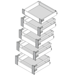 Space Tower 5er-Set Tandembox antaro KB 450 | NL 500 mm | seidenweiß | geschlossen mit Reling