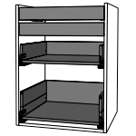 Schubladen passend für Uschr 2 Fr/2 ni+1 haho+1 ho Sch KB 600 mm | seidenweiß