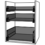 Schubladen passend für Unterschr.f Kochf/3 Fronten/3Sch. KB 600 mm | seidenweiß