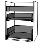 Schubladen passend für Unterschrank Kochf/2 Fronten/3 Sch. KB 600 mm | seidenweiß