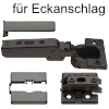 Spezialscharnier für breite Holztüren, Eckanschlag schw. Topfscharn. + MPL/Kappen - eck 95°, TB bis 900 mm schwarz