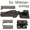 Spezialscharnier für breite Holztüren, Mittelanschlag schw. Topfscharn. + MPL/Kappen - mittel 95°, TB bis 900 mm schwarz